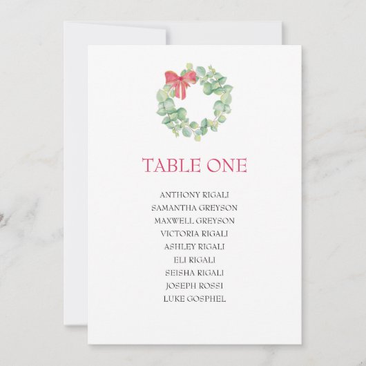 Invitation Plan de table de l'aquarelle de Noël (Devant)