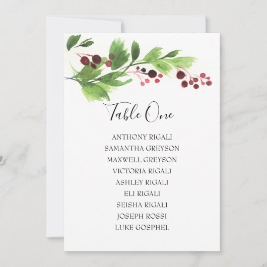 Invitation Plan de table de l'aquarelle de Noël (Devant)