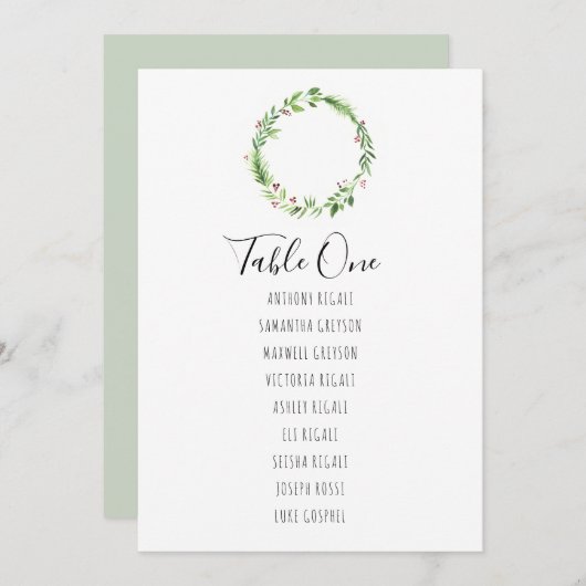 Invitation Plan de table de l'aquarelle de Noël (Devant / Derrière)