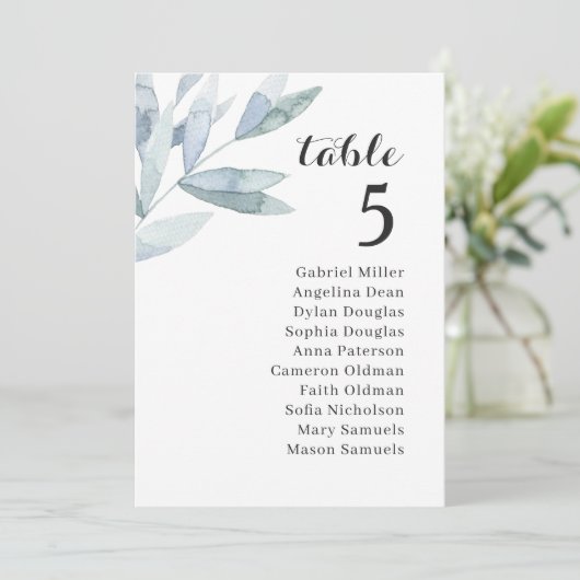 Invitation Plan de table de mariage à feuillage élégant. Tabl (Debout devant)