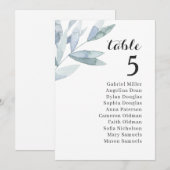 Invitation Plan de table de mariage à feuillage élégant. Tabl (Devant / Derrière)