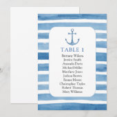 Invitation Plan de table de mariage à la plage. Ancre bleue m (Devant / Derrière)