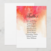 Invitation Plan de table de mariage à l'aquarelle rouge. Plan (Devant / Derrière)