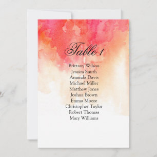 Invitation Plan de table de mariage à l'aquarelle rouge. Plan