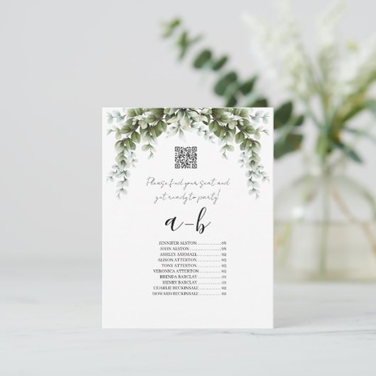 Invitation Plan de table de mariage alphabétique avec verdure (Debout devant)