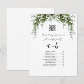Invitation Plan de table de mariage alphabétique avec verdure (Devant / Derrière)