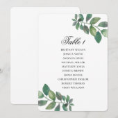 Invitation Plan de table de mariage au feuillage vert. (Devant / Derrière)