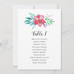 Invitation Plan de table de mariage aux fleurs tropicales. Pl