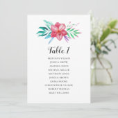 Invitation Plan de table de mariage aux fleurs tropicales. Ta (Debout devant)