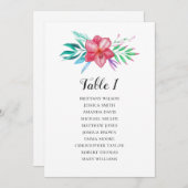 Invitation Plan de table de mariage aux fleurs tropicales. Ta (Devant / Derrière)
