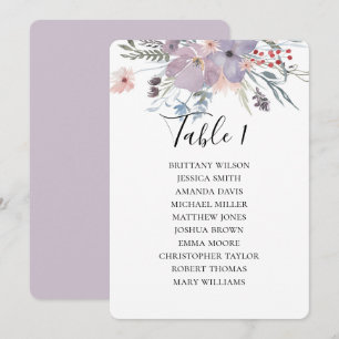 Invitation Plan de table de mariage aux fleurs violettes. Bot