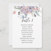 Invitation Plan de table de mariage aux fleurs violettes. Bot (Devant)