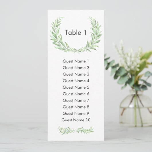 Invitation Plan de table de mariage avec couronne de laurier  (Debout devant)