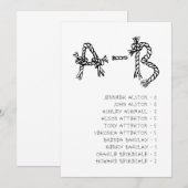 Invitation Plan de table de mariage avec l'alphabet de corde (Devant / Derrière)