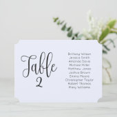 Invitation Plan de table de mariage bleu. Moderne en paysage (Debout devant)