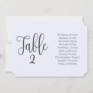 Invitation Plan de table de mariage bleu. Moderne en paysage