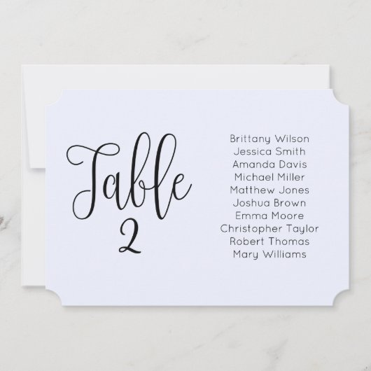 Invitation Plan de table de mariage bleu. Moderne en paysage (Devant)