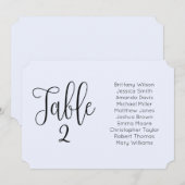 Invitation Plan de table de mariage bleu. Moderne en paysage (Devant / Derrière)