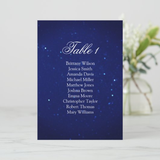Invitation Plan de table de mariage bleu. Plan de table de nu (Debout devant)