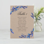 Invitation Plan de table de mariage bleu. Plan rustique hiver (Debout devant)