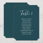 Invitation Plan de table de mariage bleu sarcelle foncé | Élé (Devant / Derrière)