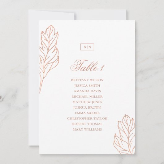 Invitation Plan de table de mariage botanique élégant or (Devant)