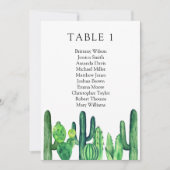 Invitation Plan de table de mariage cactus. Plan de table ver (Devant)