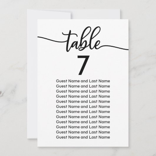 Invitation Plan de table de mariage calligraphie élégante mod (Devant)