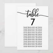 Invitation Plan de table de mariage calligraphie élégante mod (Devant / Derrière)