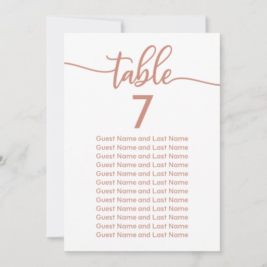 Invitation Plan de table de mariage calligraphie rose gold (Devant)