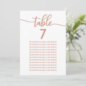 Invitation Plan de table de mariage calligraphie rose gold (Debout devant)