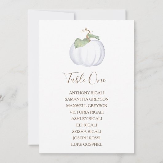 Invitation Plan de table de mariage citrouille blanche (Devant)