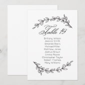 Invitation Plan de table de mariage classique. Plan de table  (Devant / Derrière)