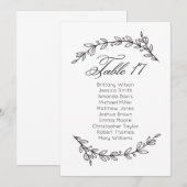 Invitation Plan de table de mariage classique. Plan de table  (Devant / Derrière)