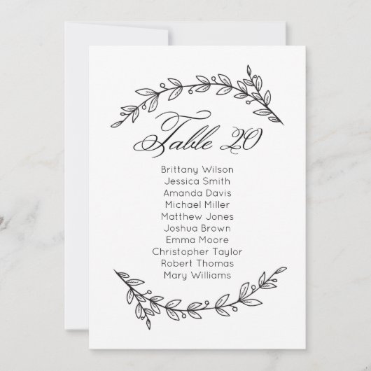 Invitation Plan de table de mariage classique. Plan de table  (Devant)