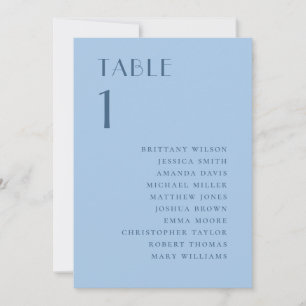 Invitation Plan de table de mariage côtier bleu pastel ciel