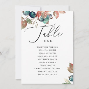 Invitation Plan de table de mariage d'automne Botanique aqu
