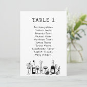 Invitation Plan de table de mariage dessiné à la main de faço (Debout devant)