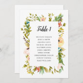 Invitation Plan de table de mariage d'été. Plan de table fleu (Devant / Derrière)