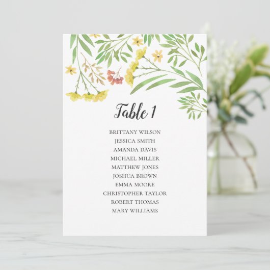 Invitation Plan de table de mariage d'été. Plan de table flor (Debout devant)