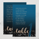 Invitation Plan de table de mariage élégant bleu océanique et (Devant / Derrière)