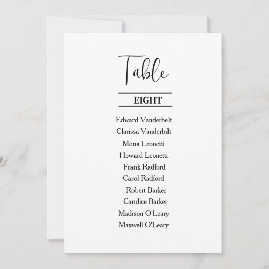 Invitation Plan de table de mariage élégant et moderne (Devant)