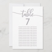 Invitation Plan de table de mariage en calligraphie argentée (Dos)
