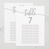 Invitation Plan de table de mariage en calligraphie argentée (Devant / Derrière)