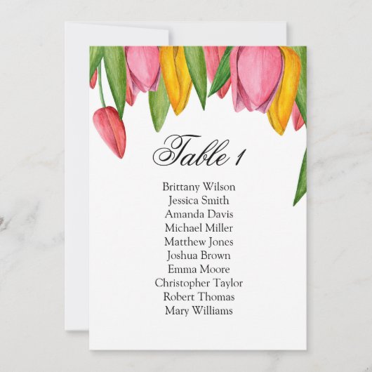 Invitation Plan de table de mariage en Hollande avec des tuli (Devant)