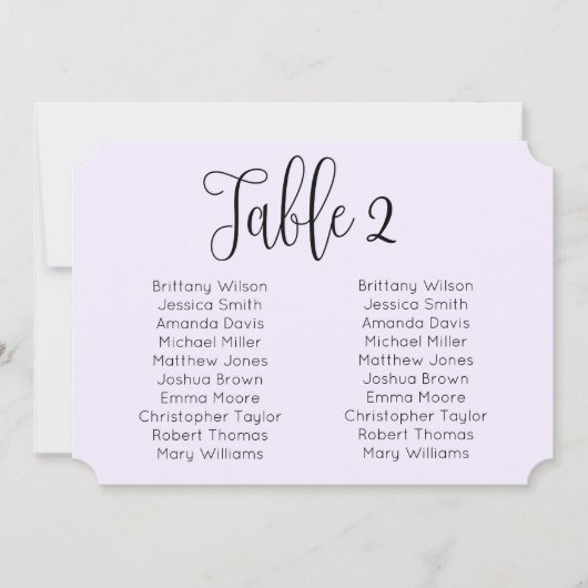Invitation Plan de table de mariage en paysage. Moderne viole (Devant)