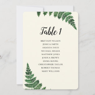 Invitation Plan de table de mariage estival avec fougère vert