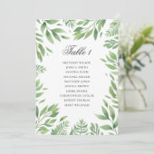 Invitation Plan de table de mariage estival vert. Botanique (Debout devant)
