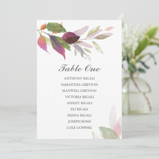 Invitation Plan de table de mariage Fall GREENERY, tableau de (Debout devant)