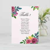 Invitation Plan de table de mariage fleurs romantiques. Plan  (Debout devant)